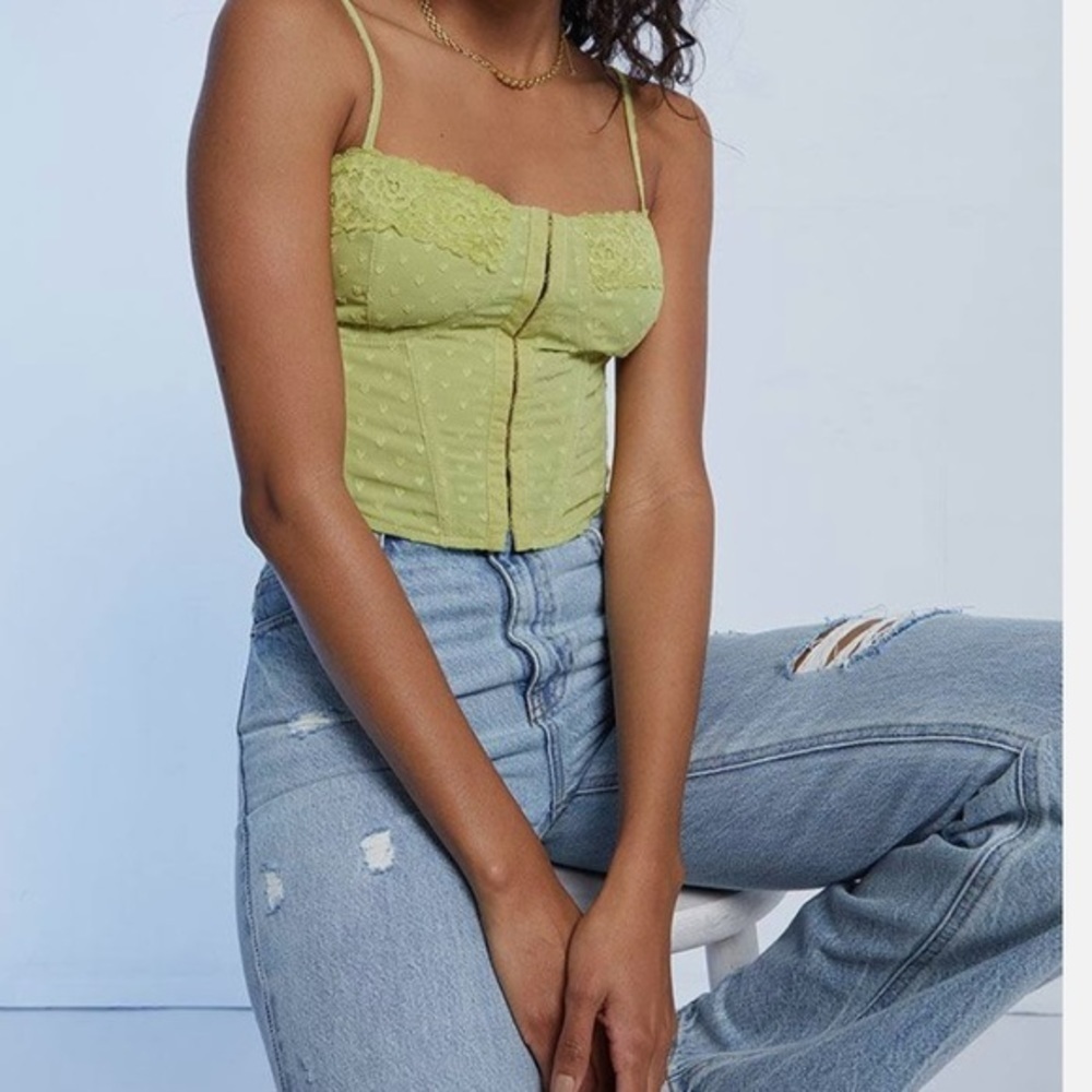 LA Hearts Lace Corset Top in green size XS